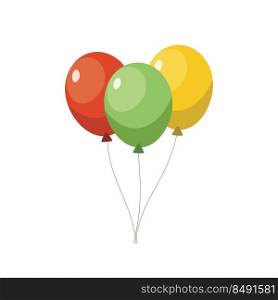 Balloon birthday isolated on white background. Three colorful balloons. Birthday party decoration element. Vector stock