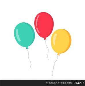 Balloon flat icon. in . Bunch of balloons for birthday and party. Flying ballon with rope. Blue, red and yellow ball isolated on white background. cartoon balon for celebrate and carnival. Vector.. Balloon flat icon. in . Bunch of balloons for birthday and party. Flying ballon with rope. Blue, red and yellow ball isolated on white background. cartoon balon for celebrate and carnival. Vector