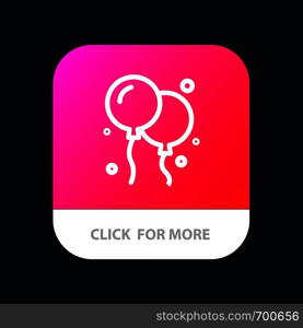 Balloon, Fly, Canada Mobile App Button. Android and IOS Line Version