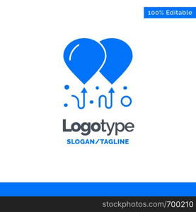 Balloon, Fly, Motivation Blue Solid Logo Template. Place for Tagline