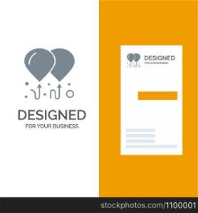 Balloon, Fly, Motivation Grey Logo Design and Business Card Template