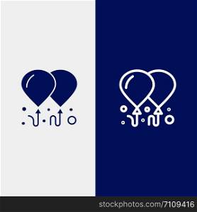 Balloon, Fly, Motivation Line and Glyph Solid icon Blue banner Line and Glyph Solid icon Blue banner