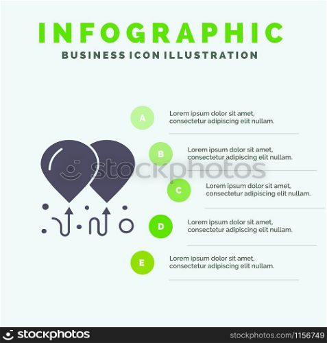 Balloon, Fly, Motivation Solid Icon Infographics 5 Steps Presentation Background