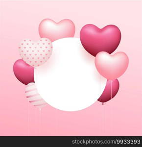 Balloon heart pink colorful, circle space design on pink background, Eps 10 vector illustration