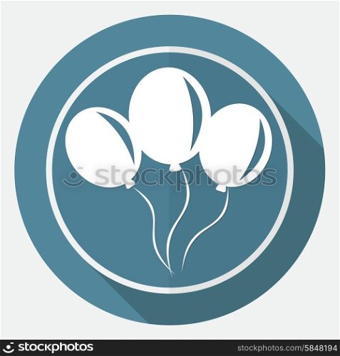 balloon icon on white circle with a long shadow