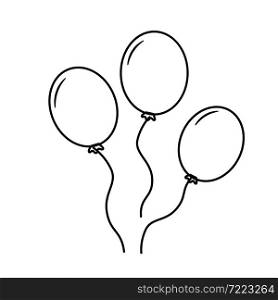 balloon line icon isolated on the white vector background three balloons. balloon line icon isolated on the white vector background