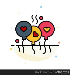 Balloon, Love, Heart, Wedding Abstract Flat Color Icon Template