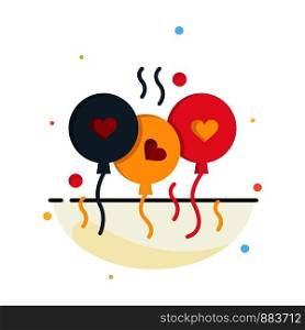Balloon, Love, Heart, Wedding Abstract Flat Color Icon Template