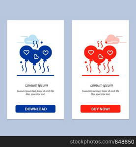 Balloon, Love, Heart, Wedding Blue and Red Download and Buy Now web Widget Card Template