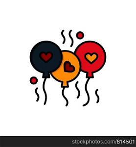 Balloon, Love, Heart, Wedding Flat Color Icon. Vector icon banner Template