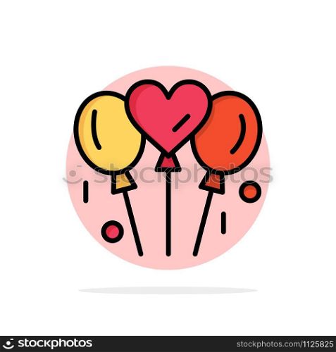 Balloon, Love, Wedding, Heart Abstract Circle Background Flat color Icon