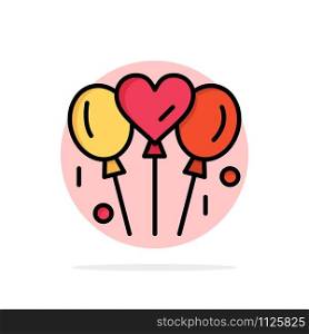 Balloon, Love, Wedding, Heart Abstract Circle Background Flat color Icon