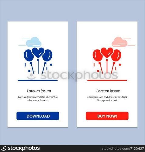 Balloon, Love, Wedding, Heart Blue and Red Download and Buy Now web Widget Card Template