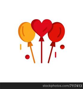 Balloon, Love, Wedding, Heart Flat Color Icon. Vector icon banner Template