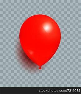 Balloon of red color realistic design vector isolated on transparent background. Balloons made from rubber latex polychloroprene or nylon fabric. Balloon Red Color Realistic Design Vector Isolated