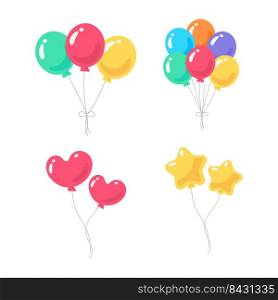 Balloon vector. colorful balloons tied with string for kids birthday party
