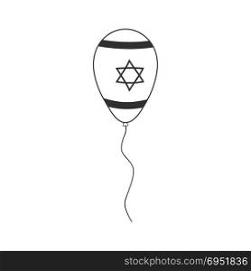 Balloon with israel flag styled icon in black flat outline design. Israel Independence Day holiday concept.