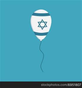 Balloon with israel flag styled icon in flat design. Israel Independence Day holiday concept.