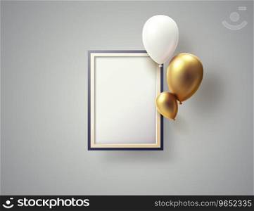Balloon with photo frame, birthday happy poster. Vector illustration. Balloon with photo frame, birthday happy poster. Vector