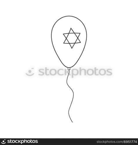 Balloon with star of david shape icon in black flat outline design. Israel Independence Day holiday concept.