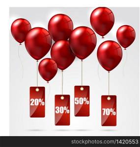 Balloons and discounts sale on isolated background.vector