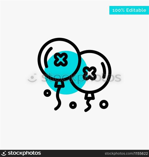 Balloons, Birthday, Birthday Party, Celebration turquoise highlight circle point Vector icon