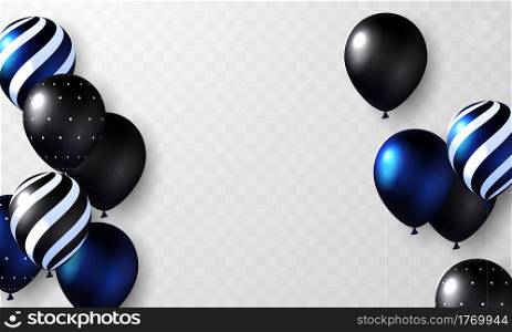 balloons black blue celebration frame background. event and holiday poster. singles super sale