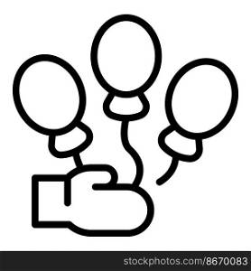 Balloons charity icon outline vector. Donate event. Community help. Balloons charity icon outline vector. Donate event