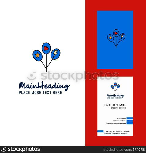 Balloons Creative Logo and business card. vertical Design Vector