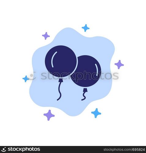 Balloons, Fly, Spring Blue Icon on Abstract Cloud Background