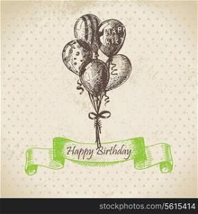 Balloons. Happy Birthday hand drawn illustration