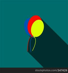 Balloons icon in flat style with long shadow. Holiday and entertainment symbol. Balloons icon, flat style
