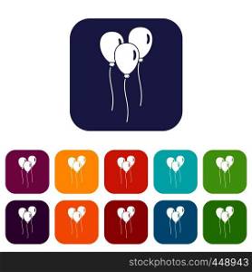 Balloons icons set vector illustration in flat style In colors red, blue, green and other. Balloons icons set flat