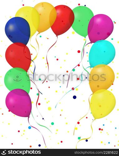 Balloons in festive colors. Celebration banner with balloons. Vector illustration.