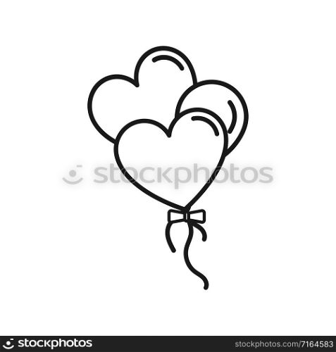 balloons in heart shape, isolated on white background. balloons in modern simple lines design. congratulation balloons. vector illustration