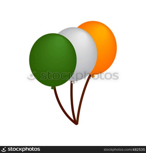 Balloons in irish colors isometric 3d icon on a white background. Balloons in irish colors isometric 3d icon