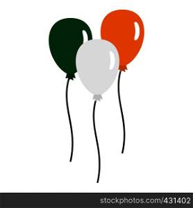 Balloons in Irish flag colors icon flat isolated on white background vector illustration. Balloons in Irish flag colors icon isolated
