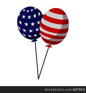 Balloons in the USA flag colors cartoon icon on white background. Balloons in the USA flag colors cartoon icon