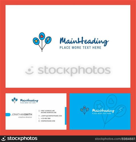 Balloons Logo design with Tagline & Front and Back Busienss Card Template. Vector Creative Design