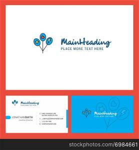 Balloons Logo design with Tagline & Front and Back Busienss Card Template. Vector Creative Design
