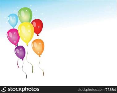 Balloons Party. Colorful balloons on an elegant gradient blue sky background for party.