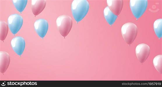 balloons pink celebration frame background. event and holiday poster.