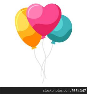 Balloons with hearts. Happy Valentine Day symbol.. Balloons with heart.
