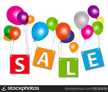 Balloons with sale letters . Concept of discount. Vector illustration.