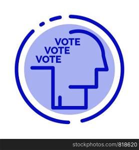 Ballot, Election, Poll, Referendum, Speech Blue Dotted Line Line Icon