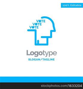 Ballot, Election, Poll, Referendum, Speech Blue Solid Logo Template. Place for Tagline