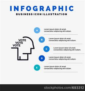 Ballot, Election, Poll, Referendum, Speech Line icon with 5 steps presentation infographics Background