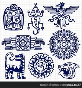 Ballpoint pen american aztec mayan culture native vector image