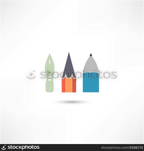 Ballpoint pen, pen and pencil icon