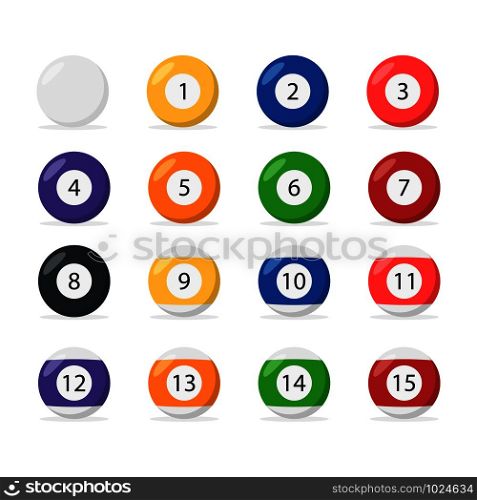 balls billiards set in flat style, vector illustration. balls billiards set in flat style, vector